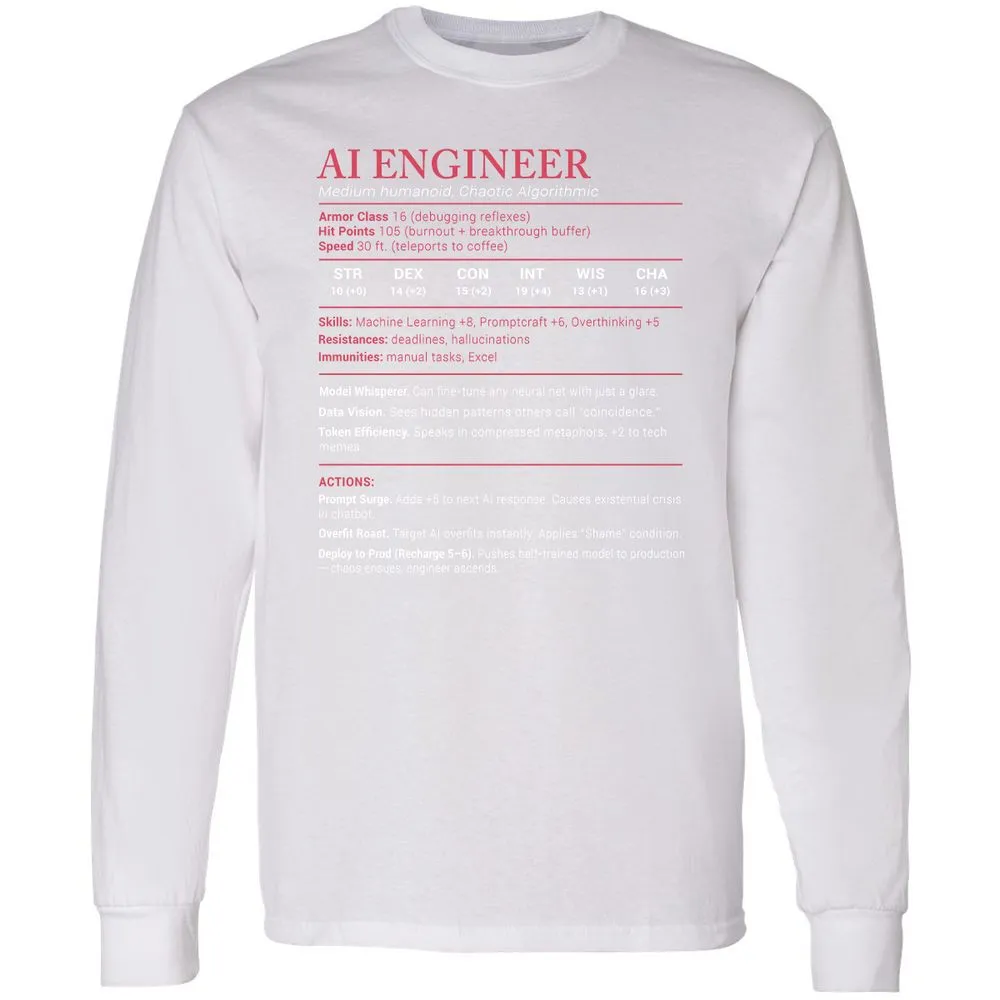 AI Engineer Stats Long Sleeve T-Shirt - White - 5