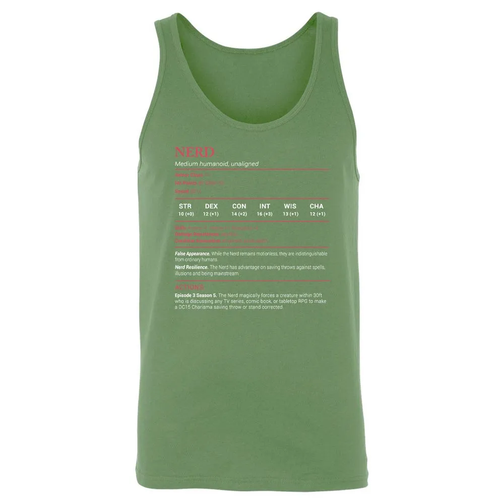 Nerd Stats Unisex Jersey Tank - Leaf - 10