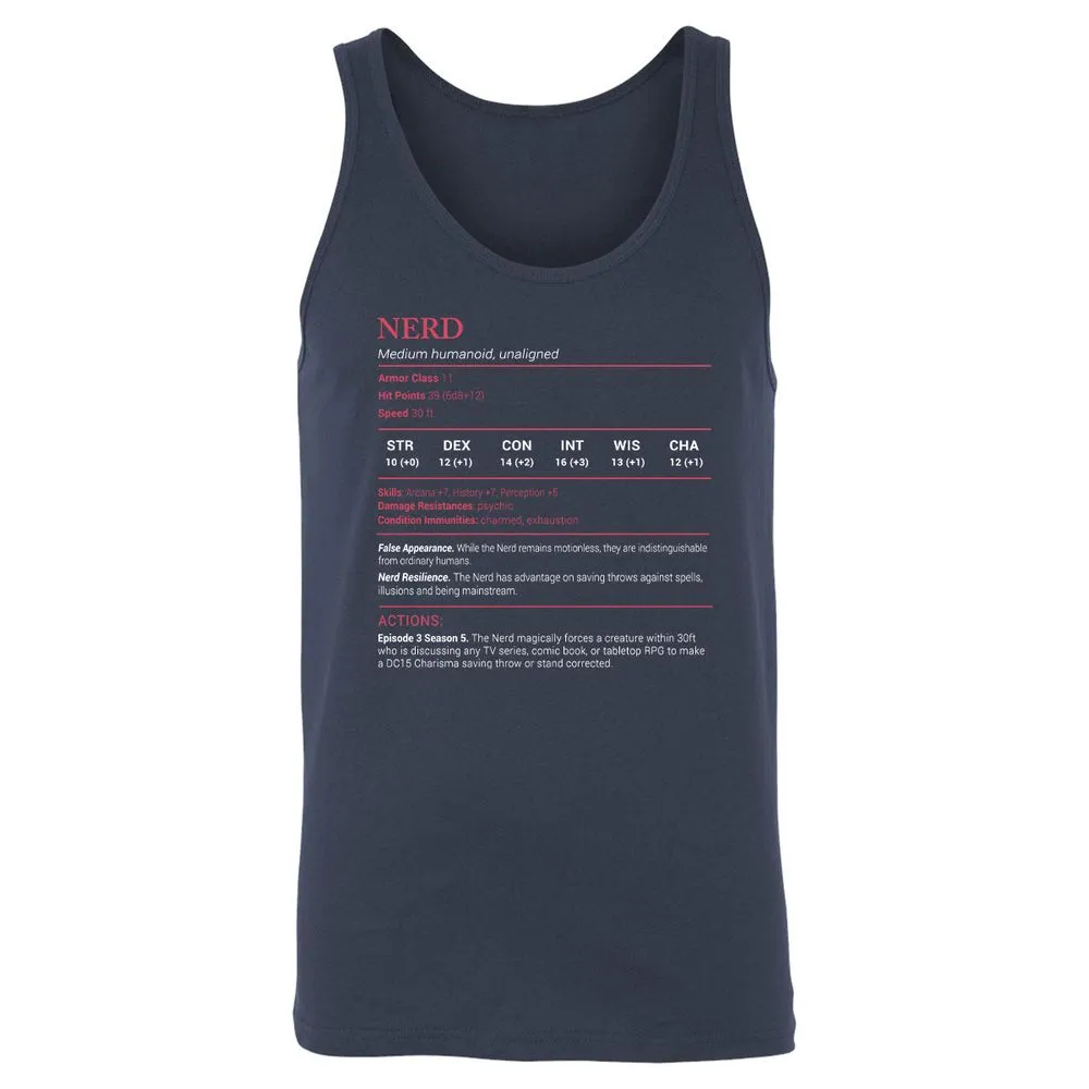 Nerd Stats Unisex Jersey Tank - Navy - 2