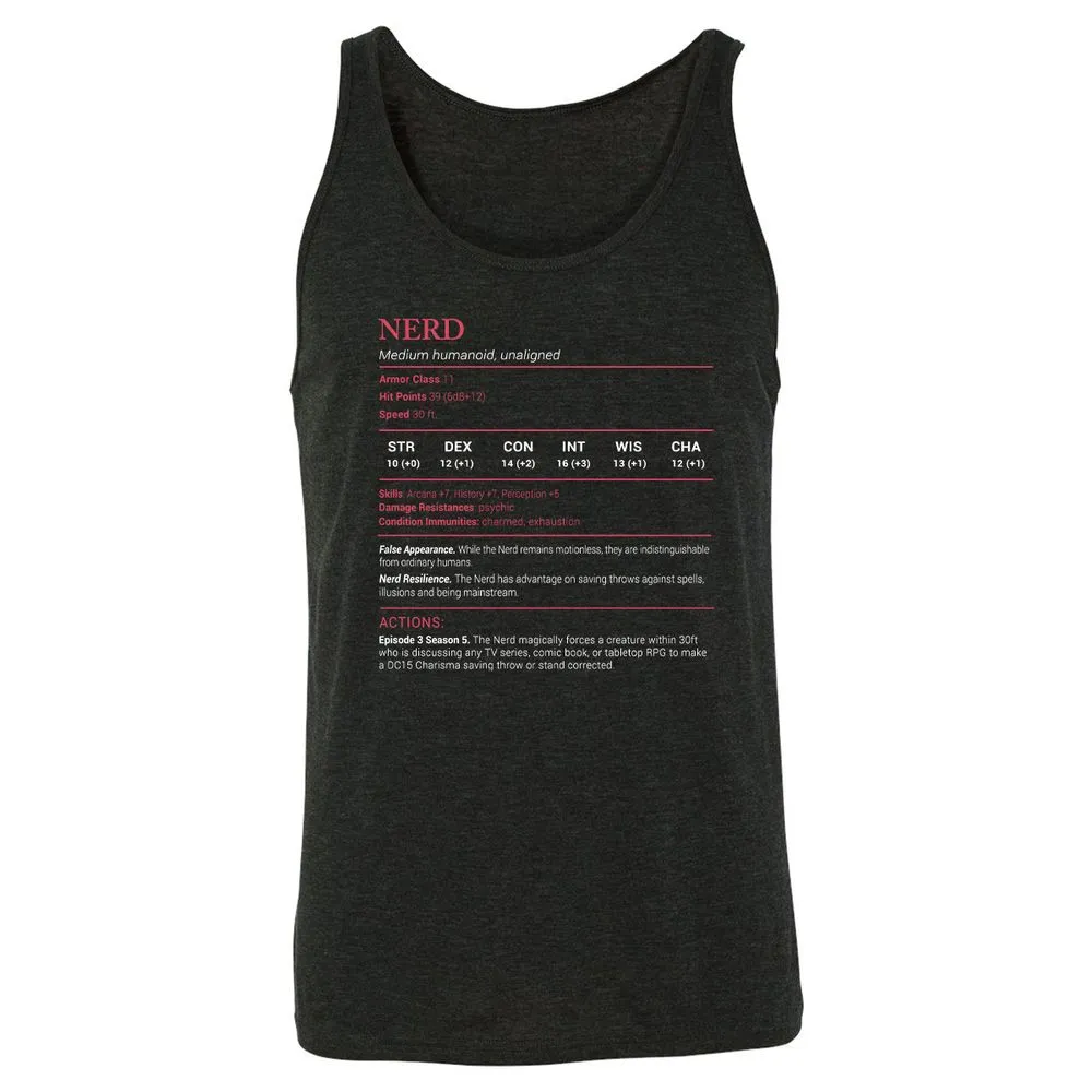 Nerd Stats Unisex Jersey Tank - Charcoal Black Triblend - 5