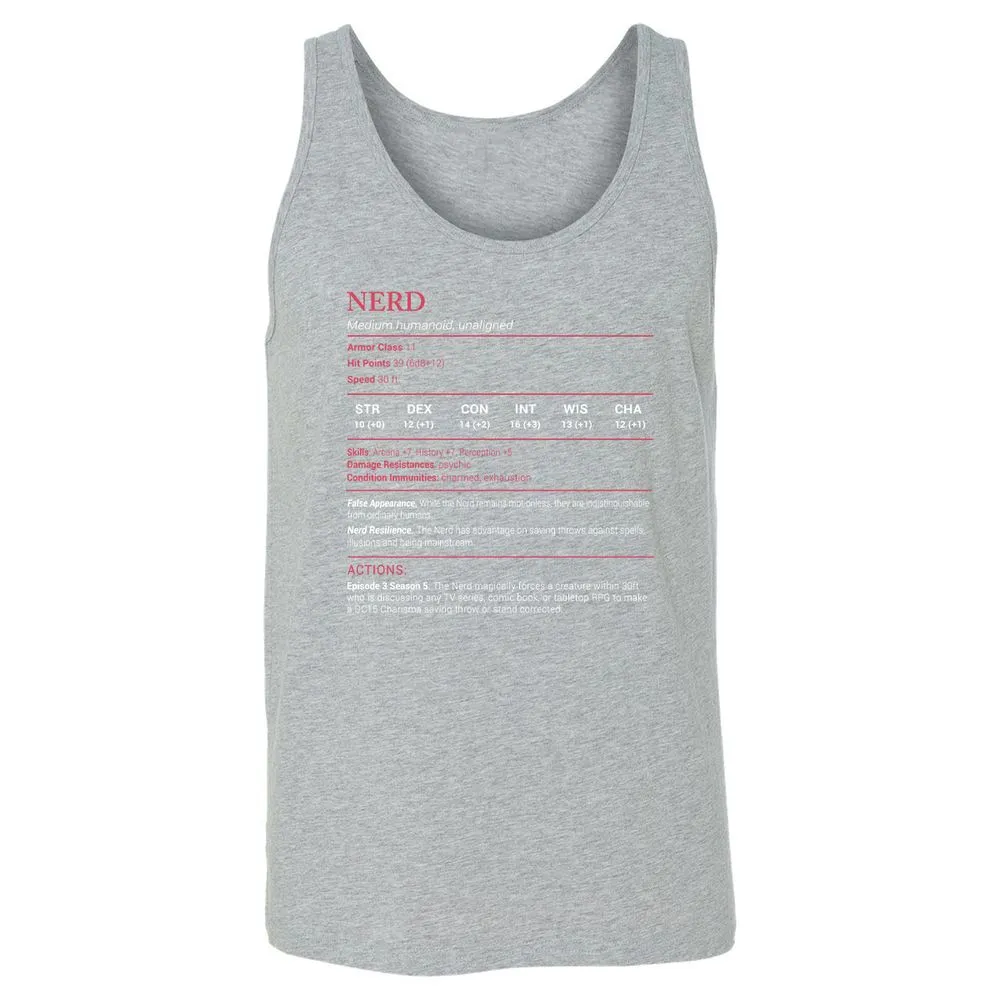 Nerd Stats Unisex Jersey Tank - Athletic Heather - 4