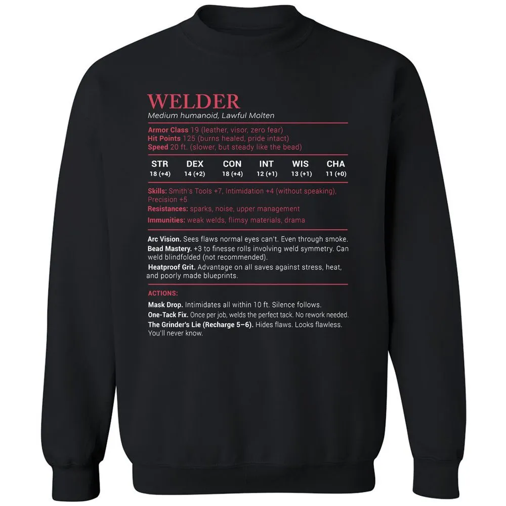 Welder Stats Classic Unisex Sweatshirt - Black - 1