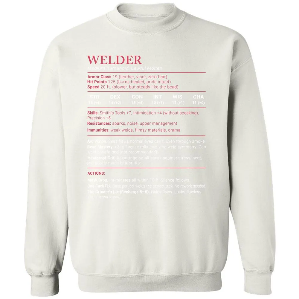 Welder Stats Classic Unisex Sweatshirt - White - 12