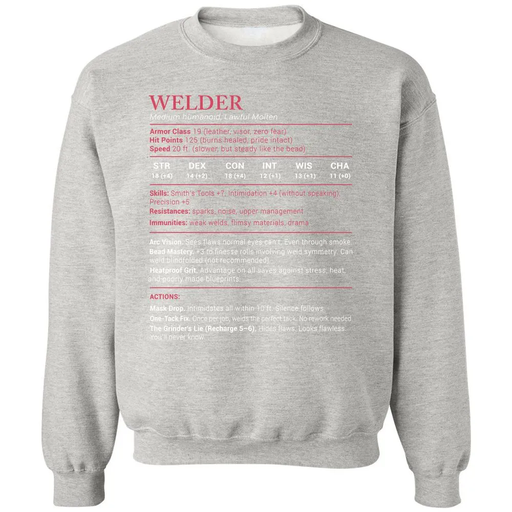 Welder Stats Classic Unisex Sweatshirt - Ash - 8