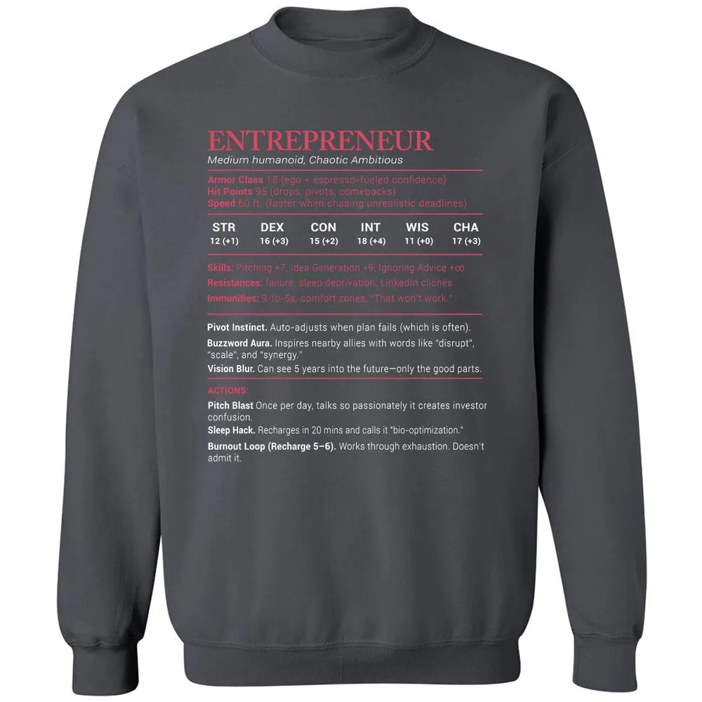 Entrepreneur Stats Classic Unisex Sweatshirt - Charcoal - 7