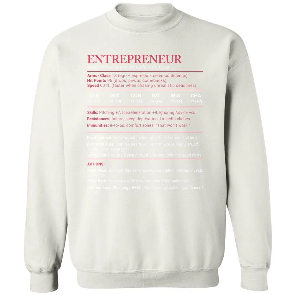 Entrepreneur Stats Classic Unisex Sweatshirt - White - 12