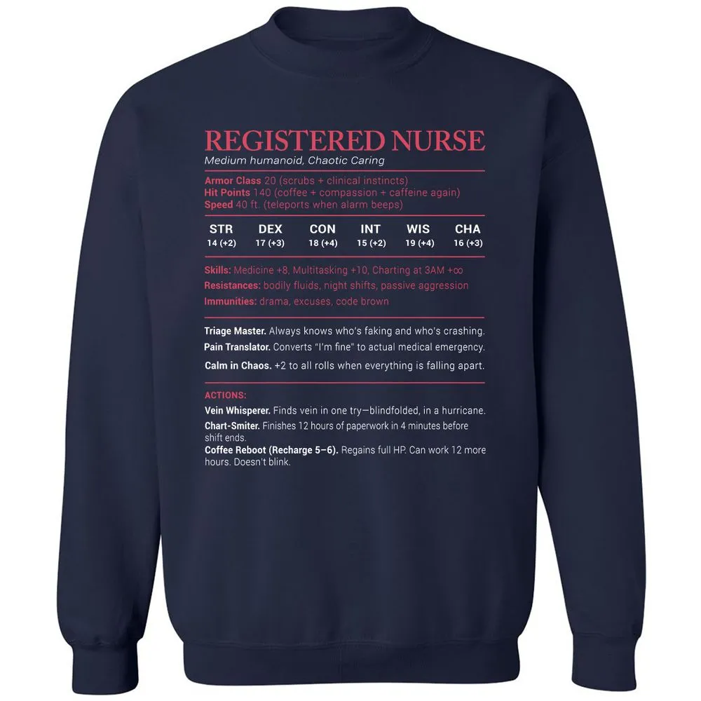 Registered Nurse Stats Classic Unisex Sweatshirt - Navy - 2