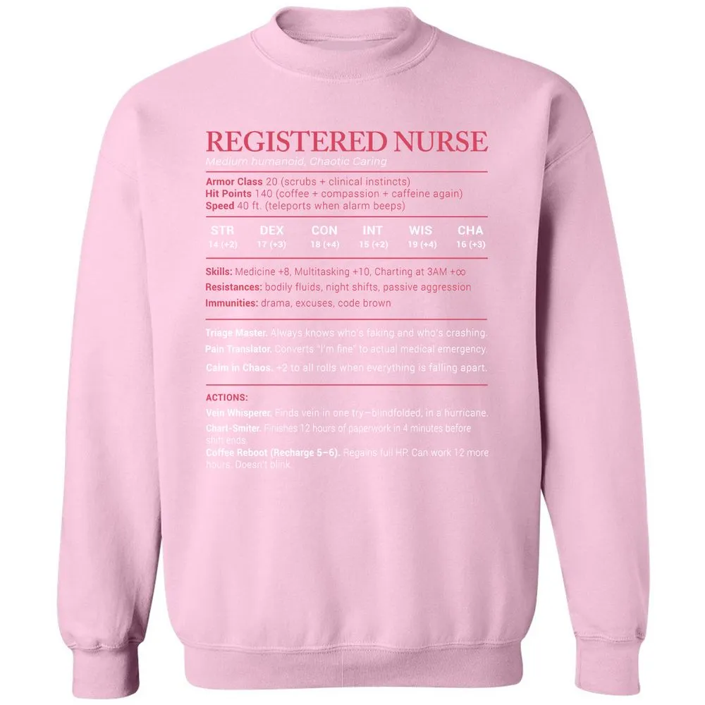 Registered Nurse Stats Classic Unisex Sweatshirt - Light Pink - 3