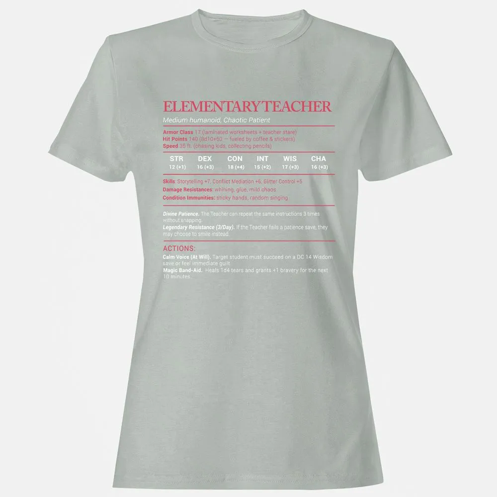 Elementary Teacher Stats Women's T-Shirt - Ash - 2