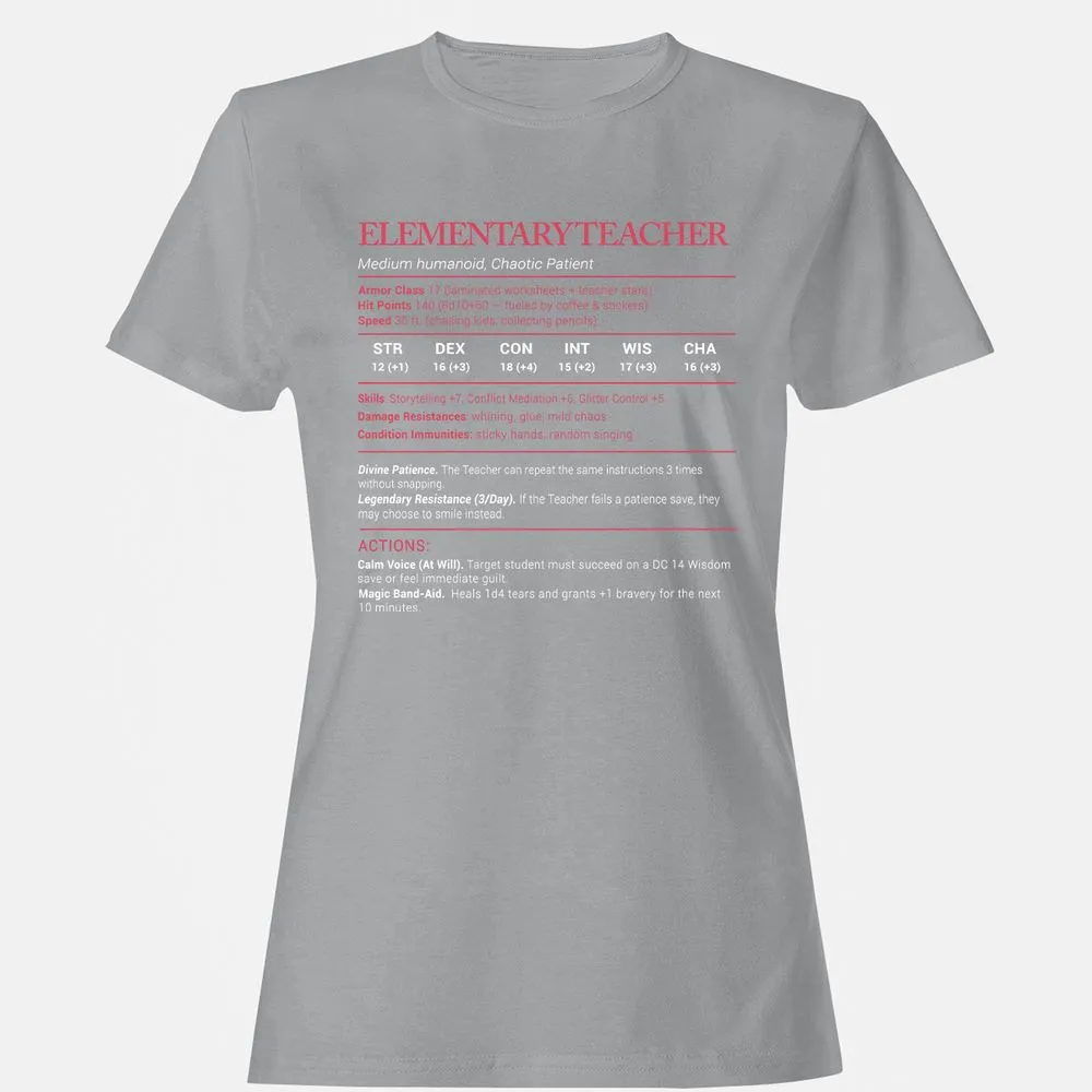 Elementary Teacher Stats Women's T-Shirt - Sport Grey - 15