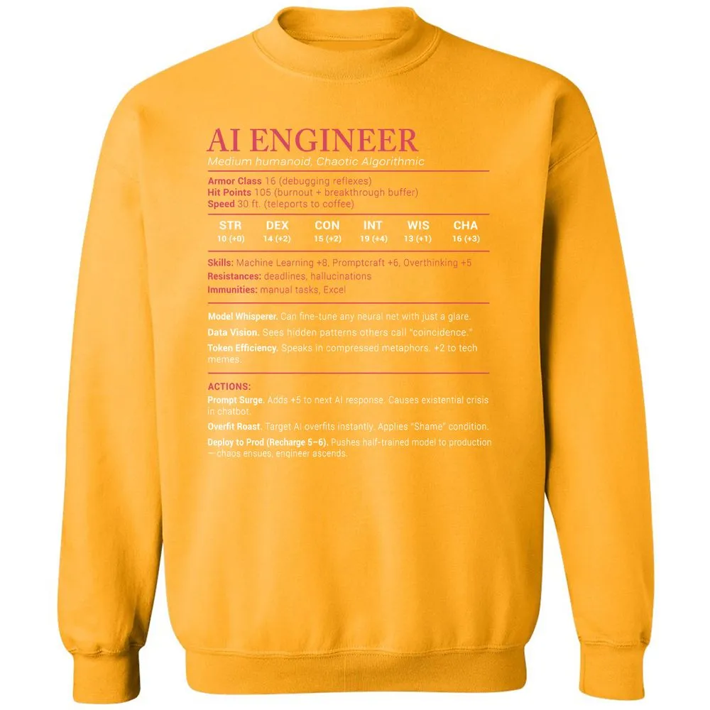 AI Engineer Stats Classic Unisex Sweatshirt - Gold - 11