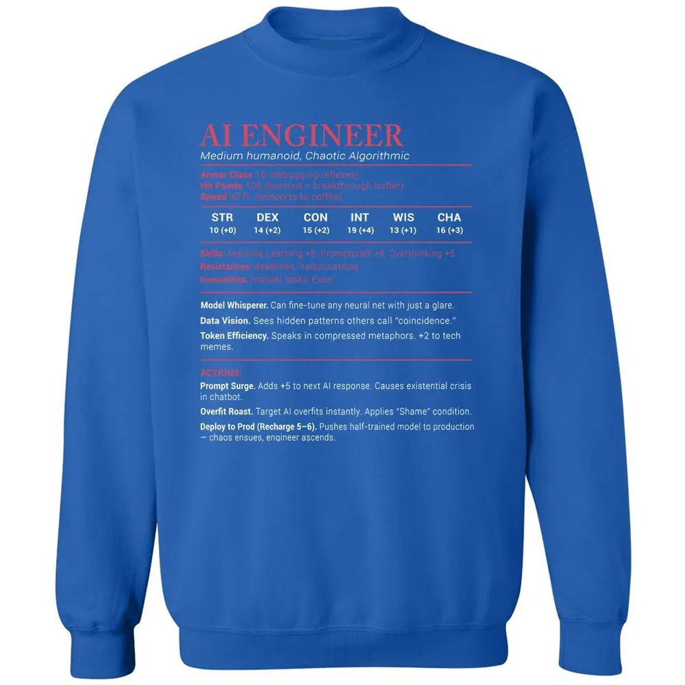 AI Engineer Stats Classic Unisex Sweatshirt - Royal - 9