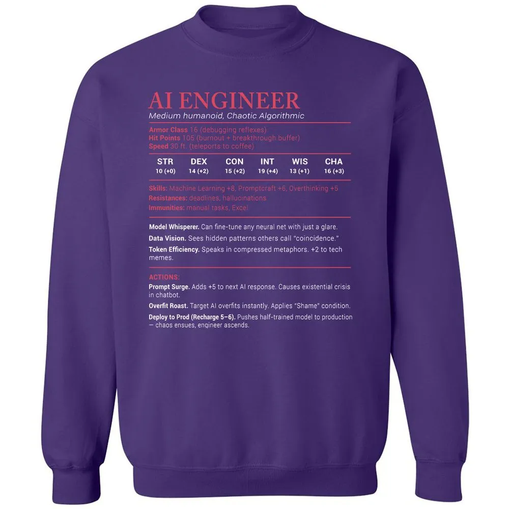 AI Engineer Stats Classic Unisex Sweatshirt - Purple - 6