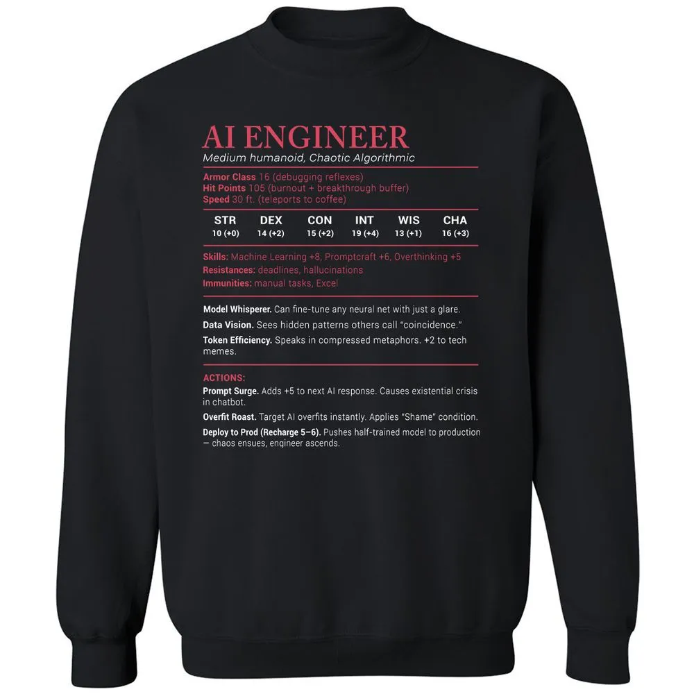 AI Engineer Stats Classic Unisex Sweatshirt - Black - 1