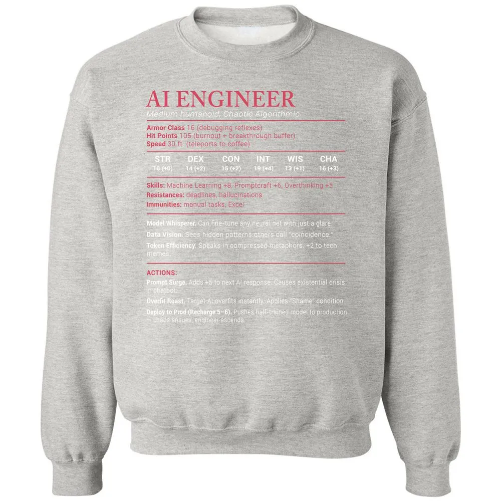 AI Engineer Stats Classic Unisex Sweatshirt - Ash - 8