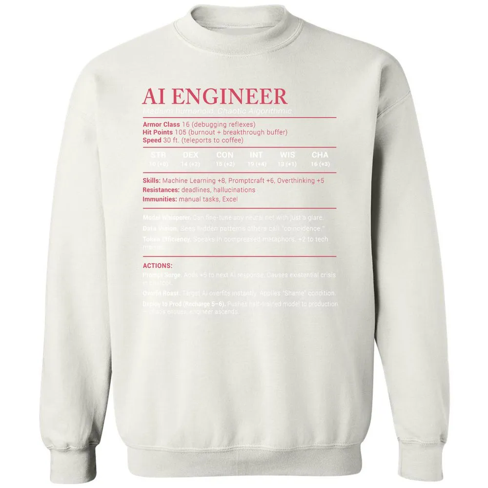 AI Engineer Stats Classic Unisex Sweatshirt - White - 12