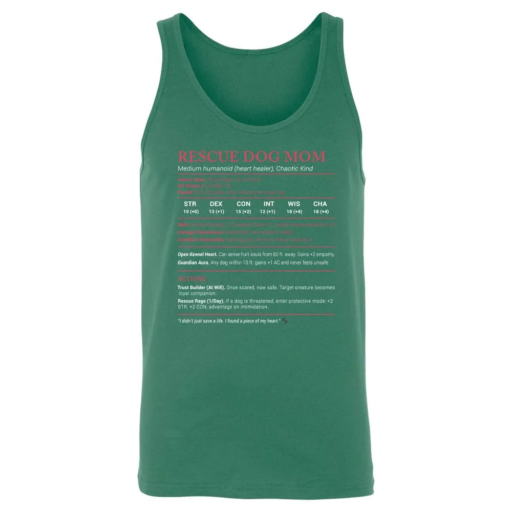 Rescue Dog Mom Stats Unisex Jersey Tank - Kelly - 9