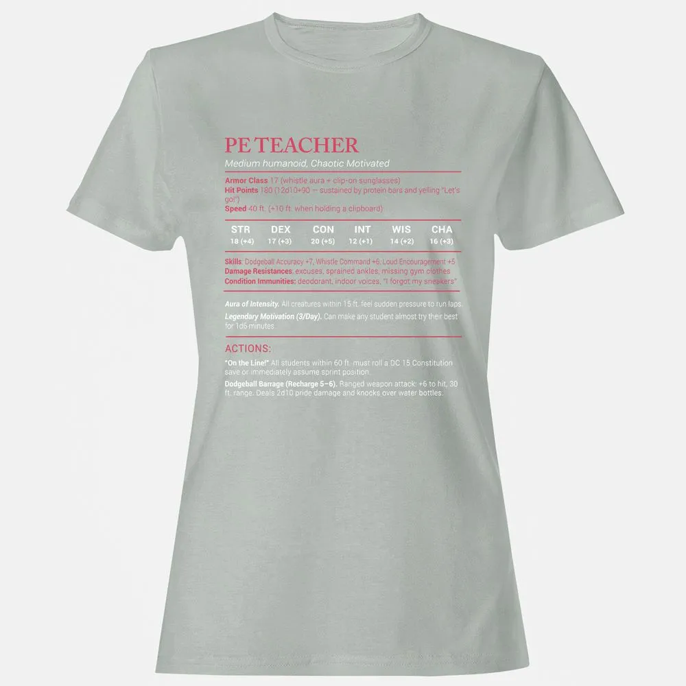 PE Teacher Stats Women's T-Shirt - Ash - 2
