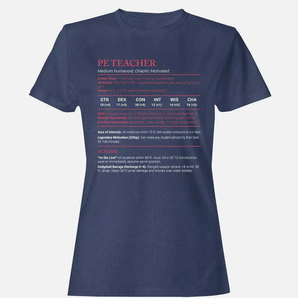 PE Teacher Stats Women's T-Shirt - Navy - 10