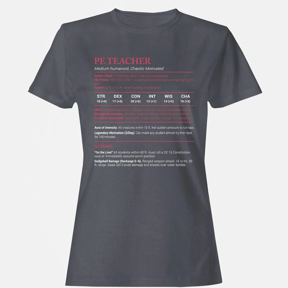 PE Teacher Stats Women's T-Shirt - Dark Heather - 5