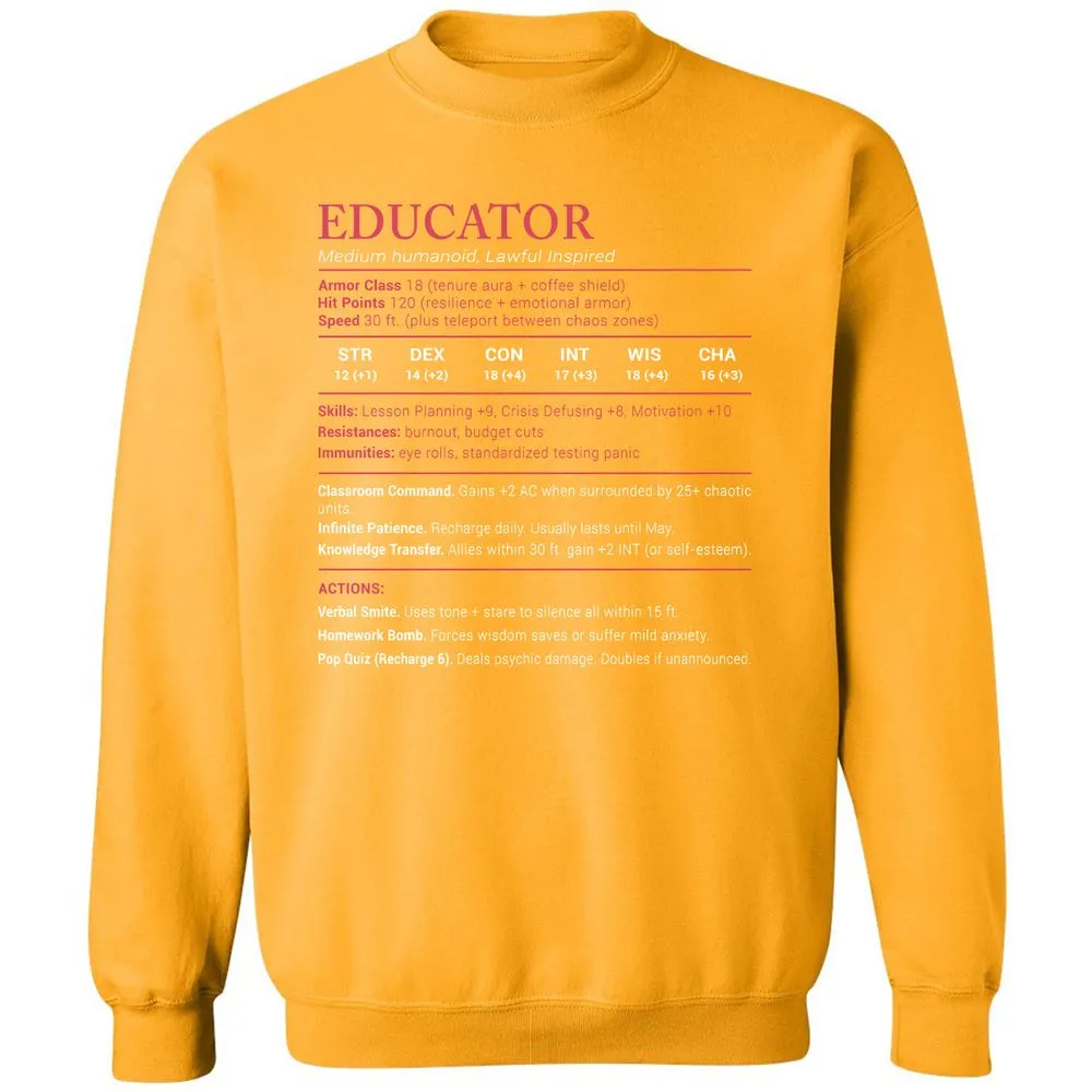 Educator Stats Classic Unisex Sweatshirt - Gold - 11