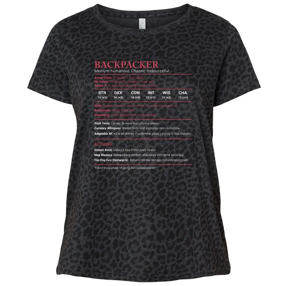 Backpacker Stats Ladies Curvy Jersey - Black Leopard - 11