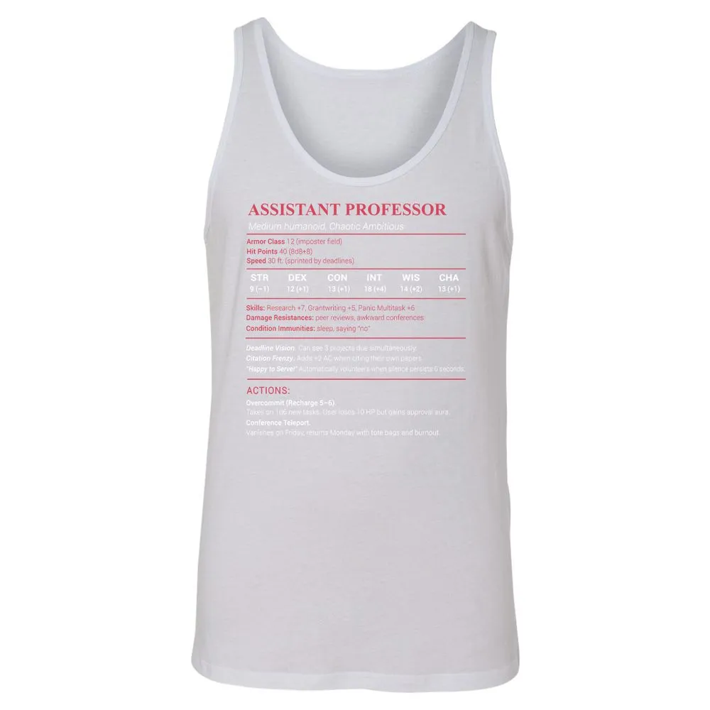 Assistant Professor Stats Unisex Jersey Tank - White - 14