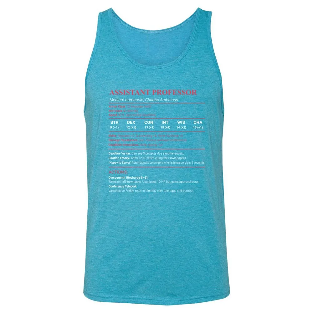 Assistant Professor Stats Unisex Jersey Tank - Aqua Triblend - 3