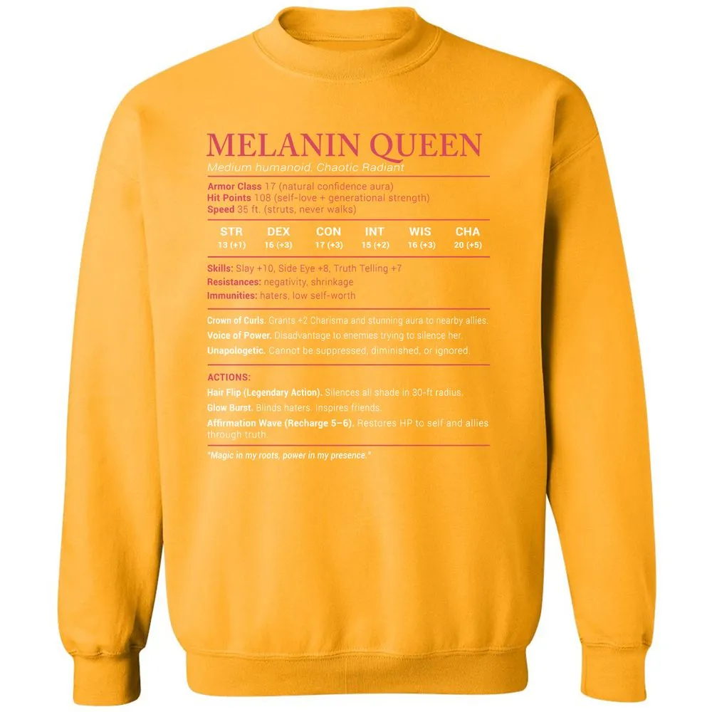 Melanin Queen Stats Classic Unisex Sweatshirt - Gold - 11