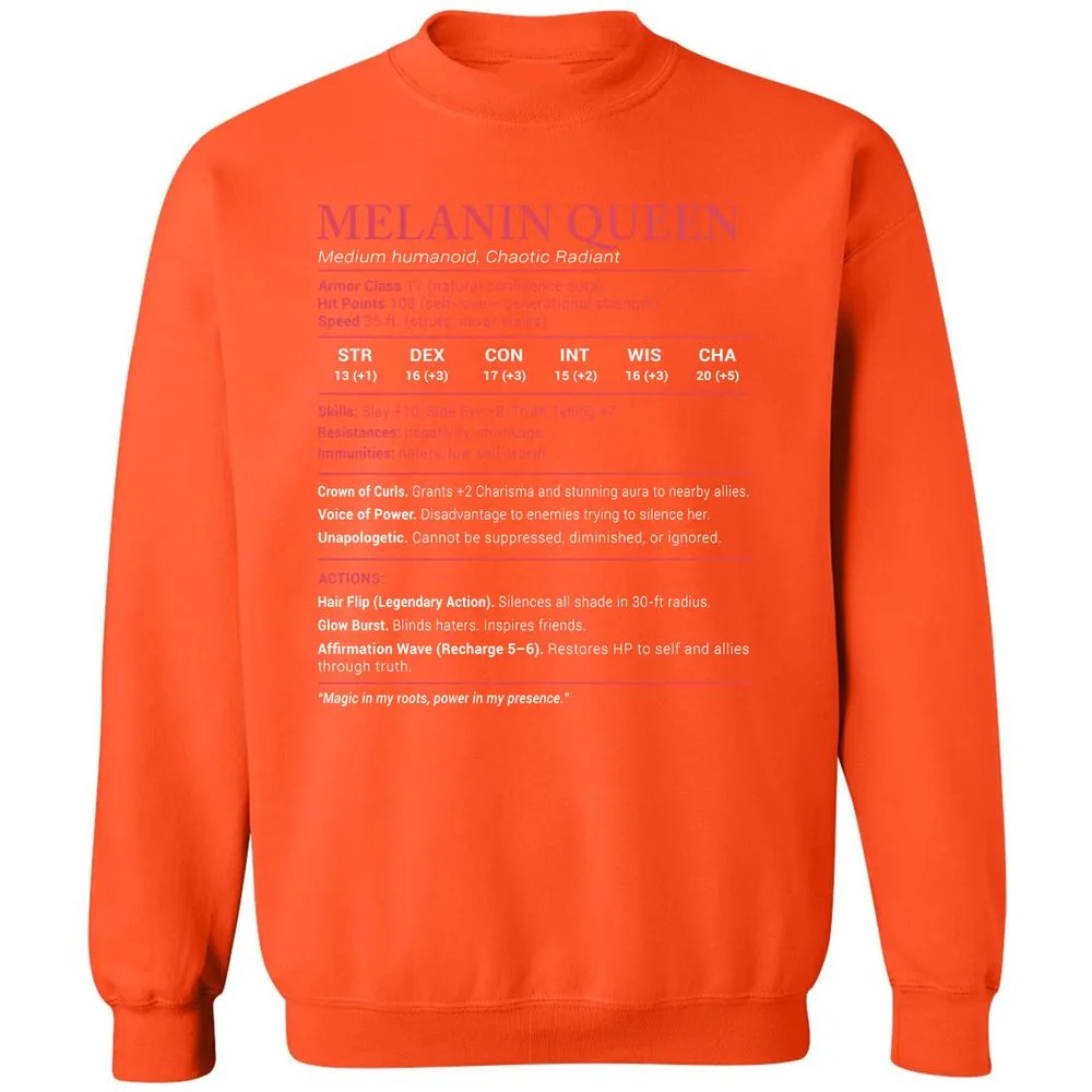 Melanin Queen Stats Classic Unisex Sweatshirt - Orange - 10