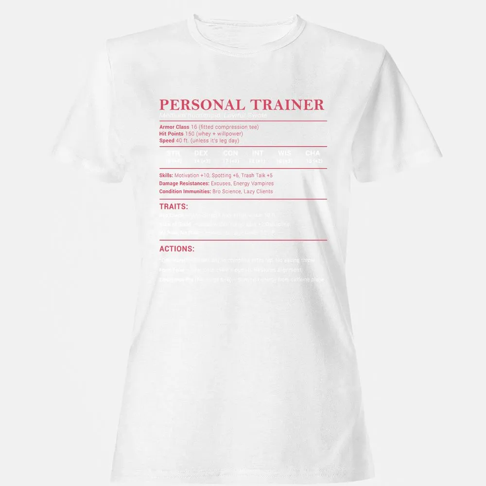 Personal Trainer PT Stats Women's T-Shirt - White - 16