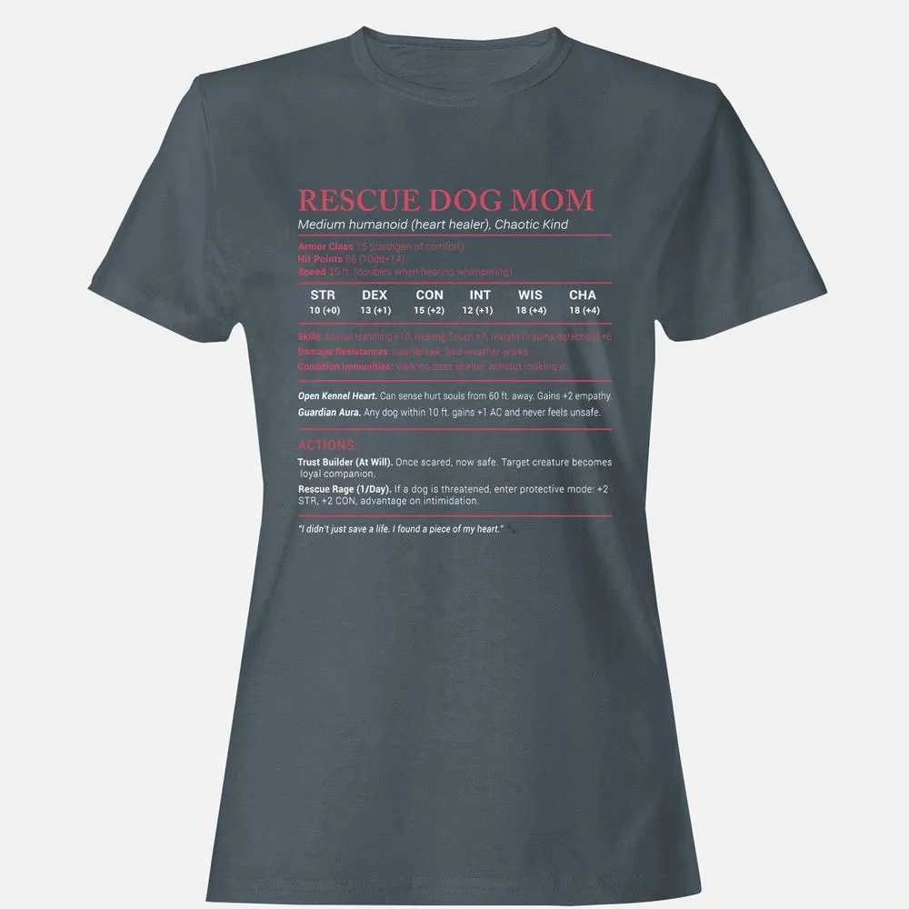 Rescue Dog Mom Stats Women's T-Shirt - Charcoal - 3