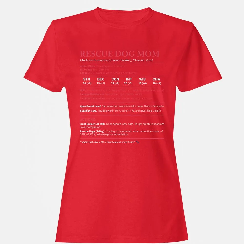 Rescue Dog Mom Stats Women's T-Shirt - Red - 13