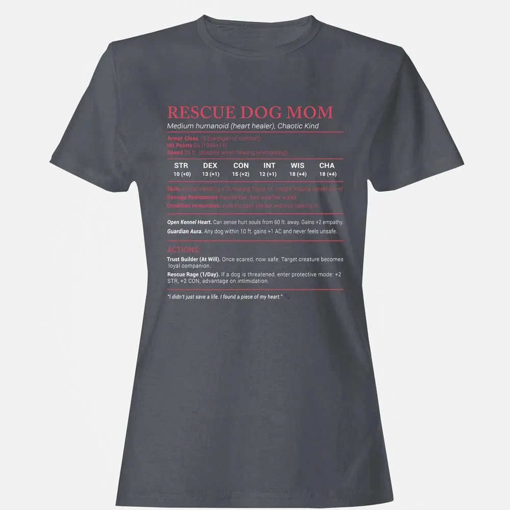 Rescue Dog Mom Stats Women's T-Shirt - Dark Heather - 5