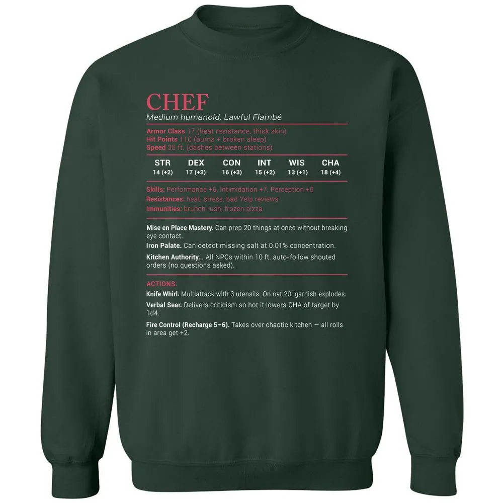 Chef Stats Classic Unisex Sweatshirt - Forest Green - 4