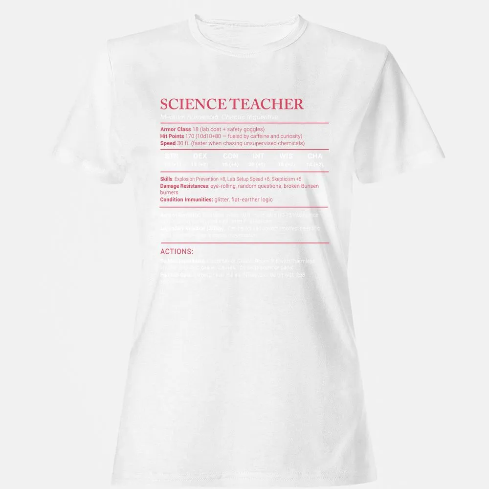 Science Teacher Stats Women's T-Shirt - White - 16