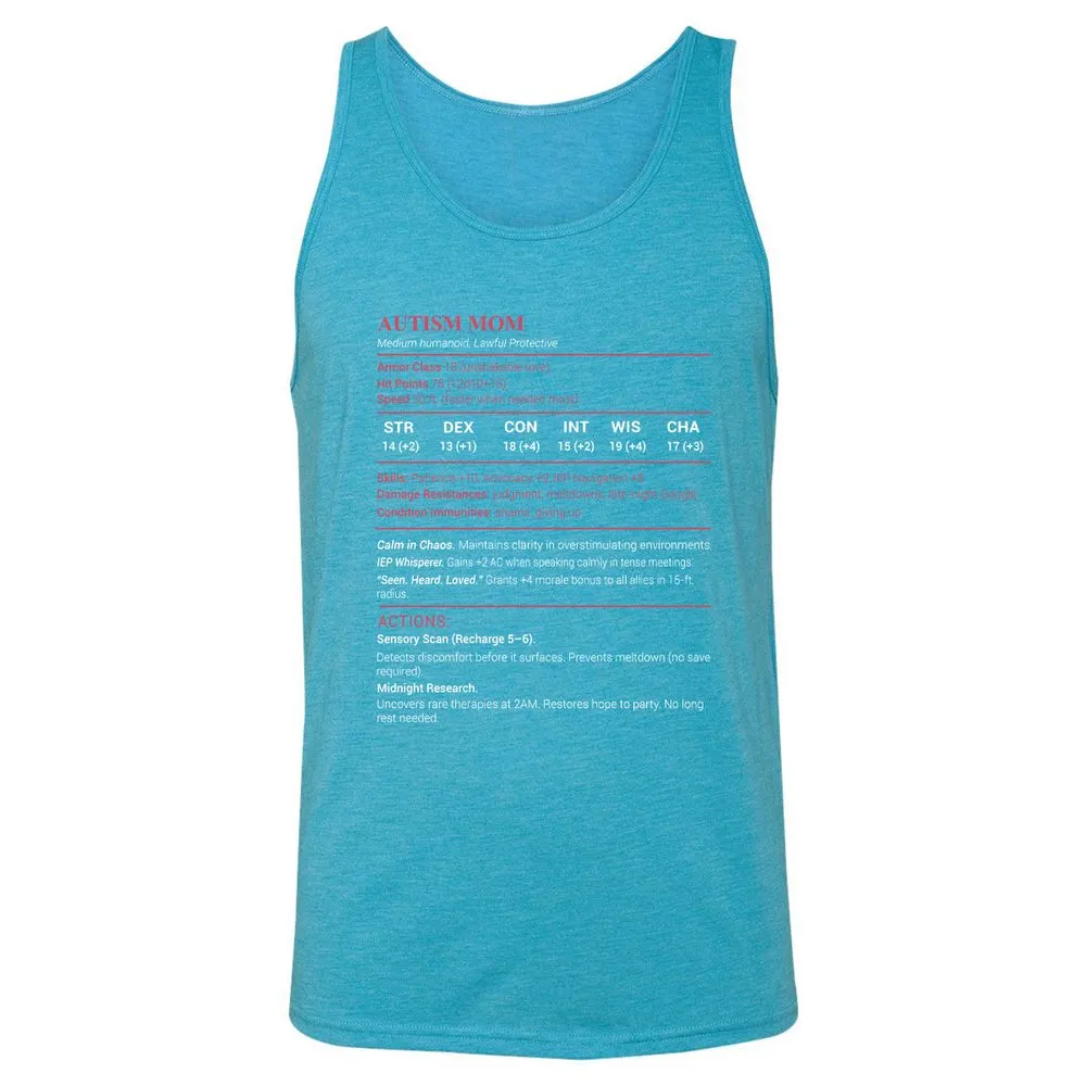 Autism Mom Stats Unisex Jersey Tank - Aqua Triblend - 3