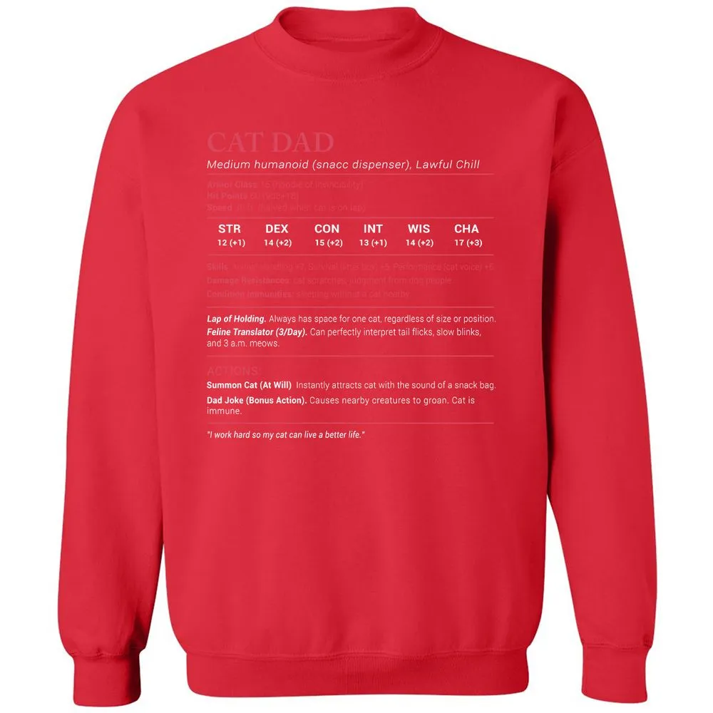 Cat Dad Stats Classic Unisex Sweatshirt - Red - 5