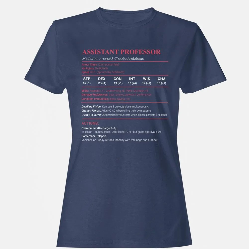Assistant Professor Stats Women's T-Shirt - Navy - 10