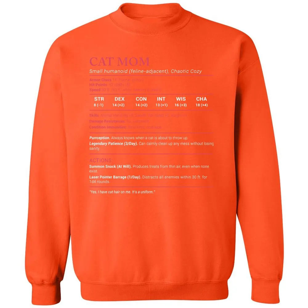 Cat Mom Stats Classic Unisex Sweatshirt - Orange - 10