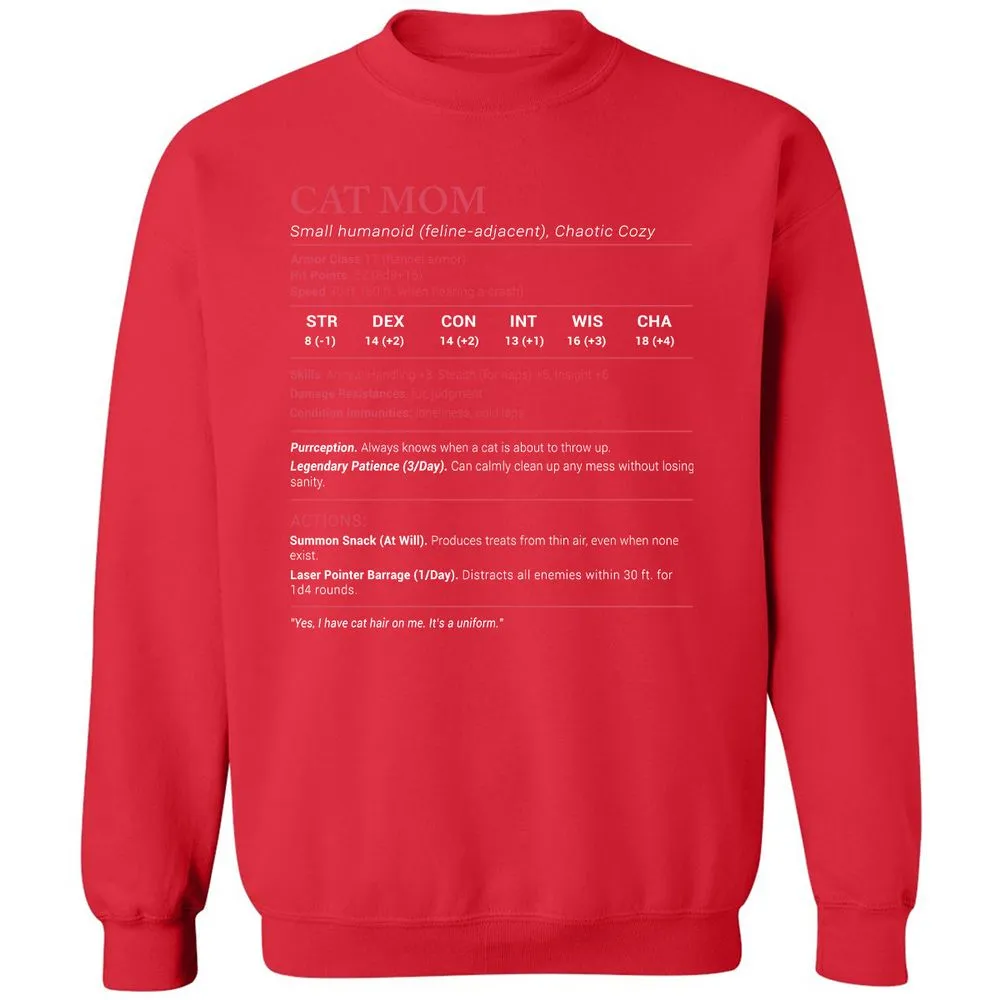 Cat Mom Stats Classic Unisex Sweatshirt - Red - 5