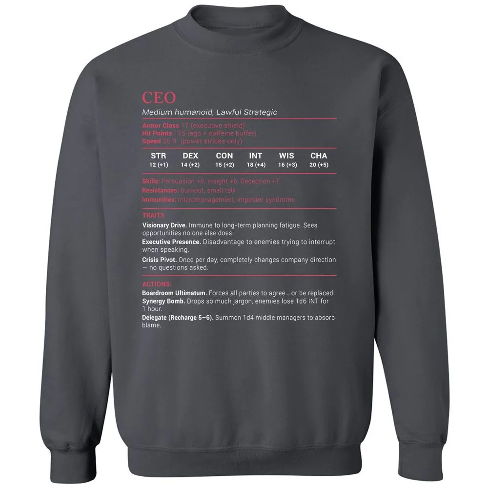 CEO Stats Classic Unisex Sweatshirt - Charcoal - 7