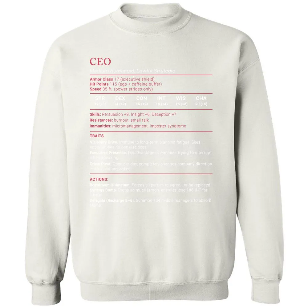 CEO Stats Classic Unisex Sweatshirt - White - 12
