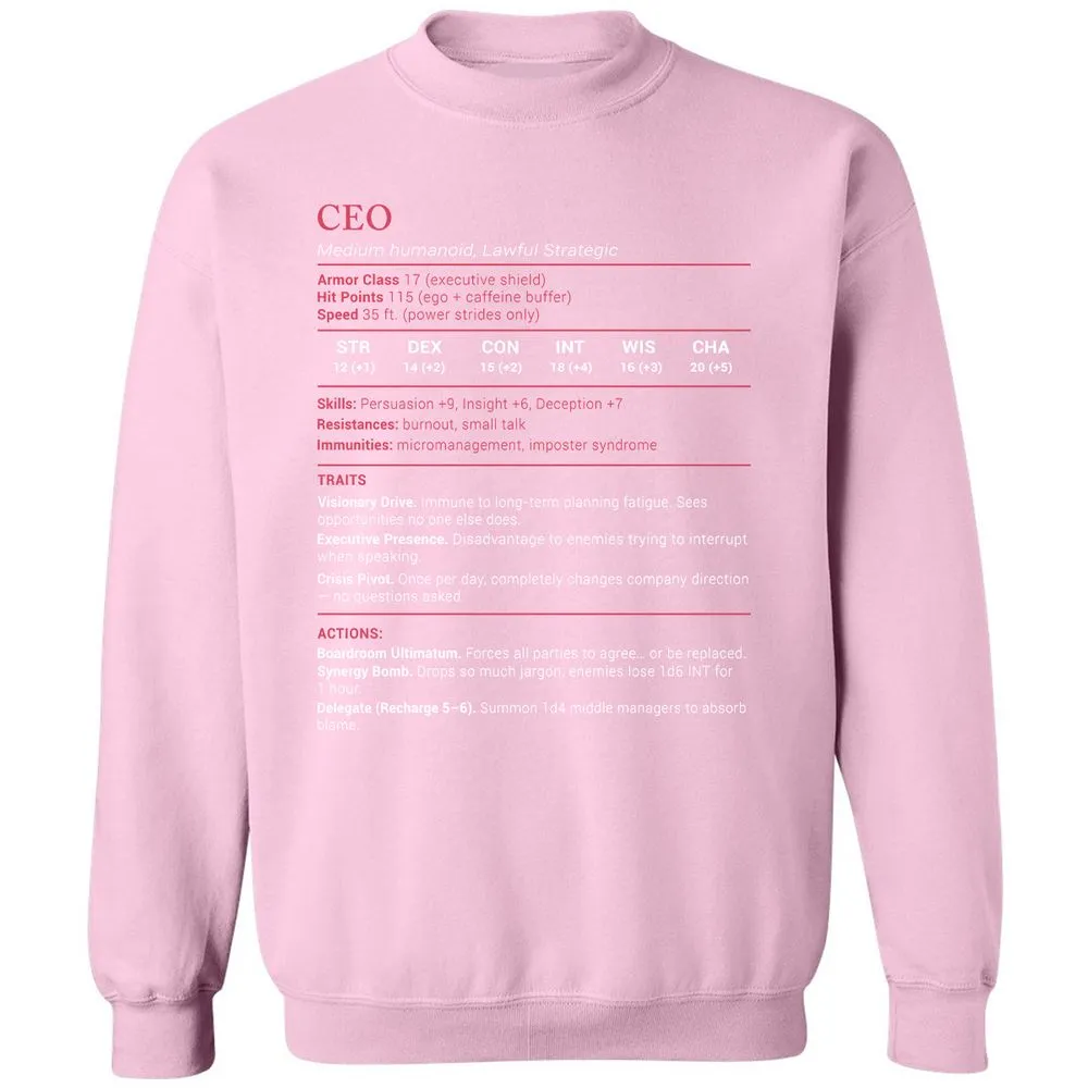 CEO Stats Classic Unisex Sweatshirt - Light Pink - 3