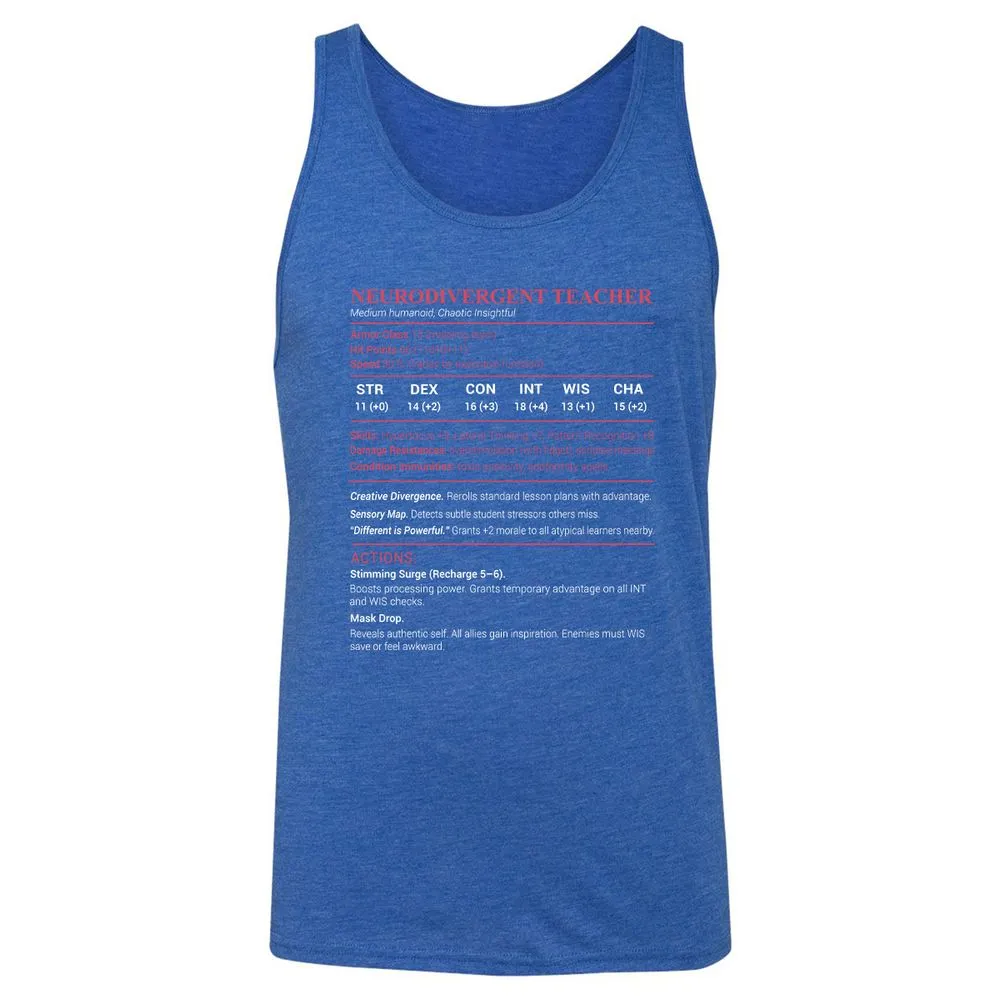 Neurodivergent Teacher Stats Unisex Jersey Tank - True Royal Triblend - 12