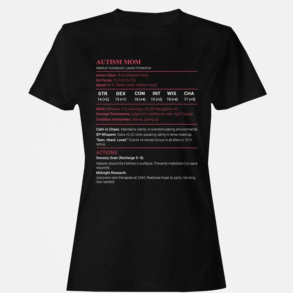 Autism Mom Stats Women's T-Shirt - Black - 1