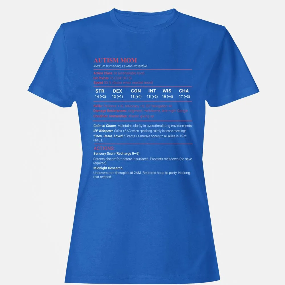 Autism Mom Stats Women's T-Shirt - Royal - 14