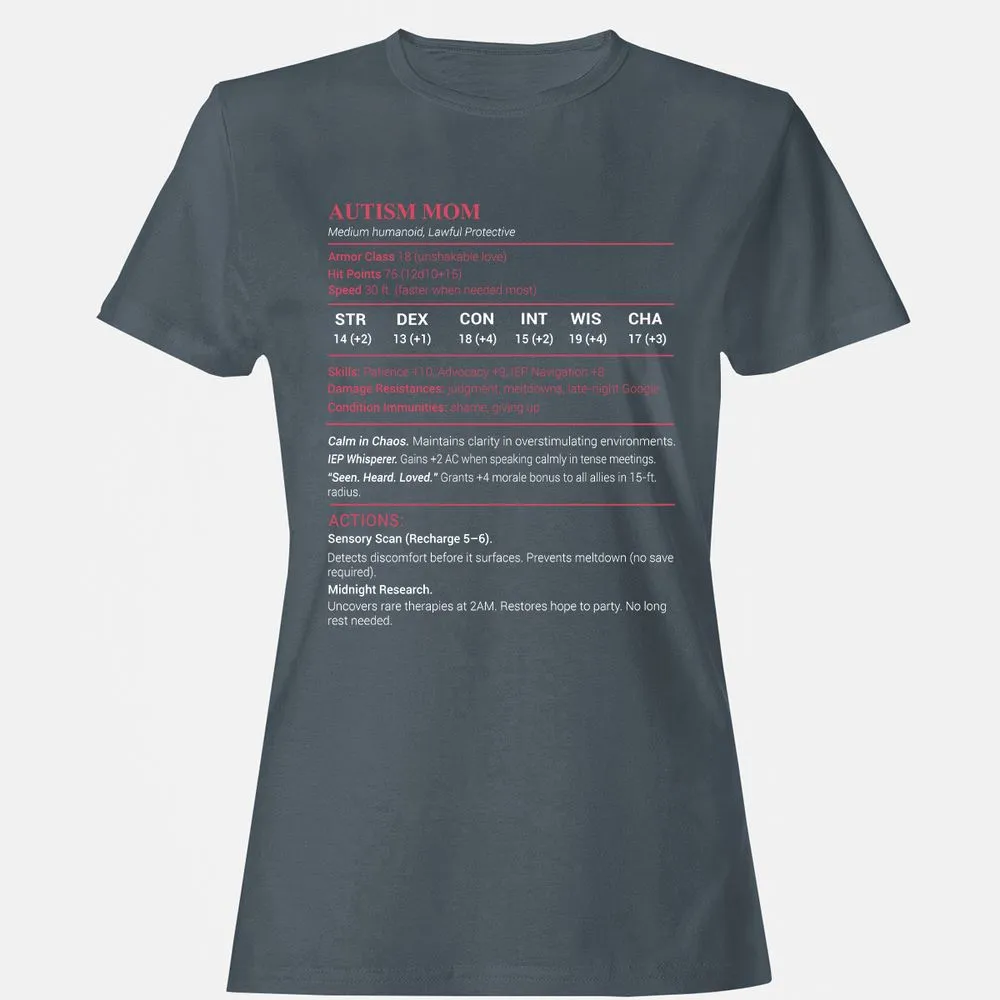 Autism Mom Stats Women's T-Shirt - Charcoal - 3