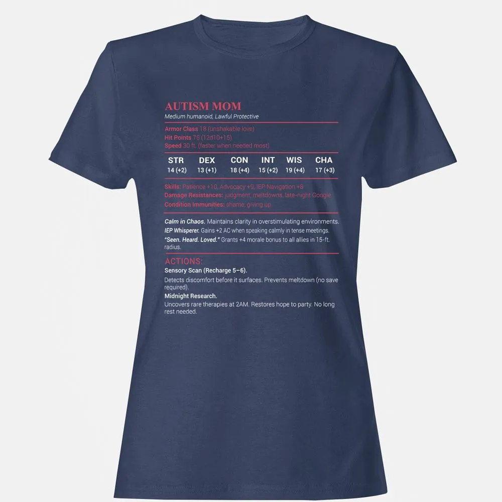 Autism Mom Stats Women's T-Shirt - Navy - 10