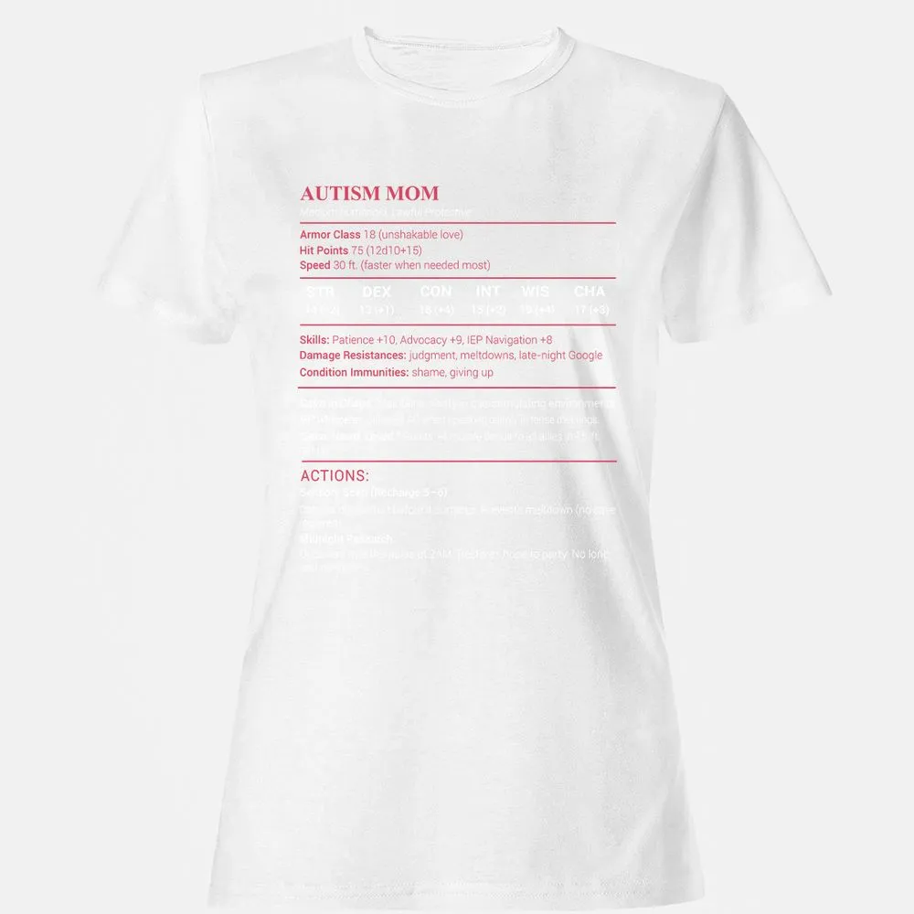 Autism Mom Stats Women's T-Shirt - White - 16